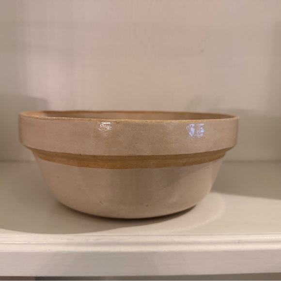 Cream and Tan Ceramic Bowl